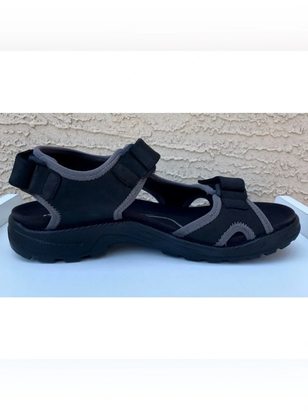 ECCO Onroads 3 Straps Mens US 13-13.5 EU 47 Black Hiking Walking Water Sandals
